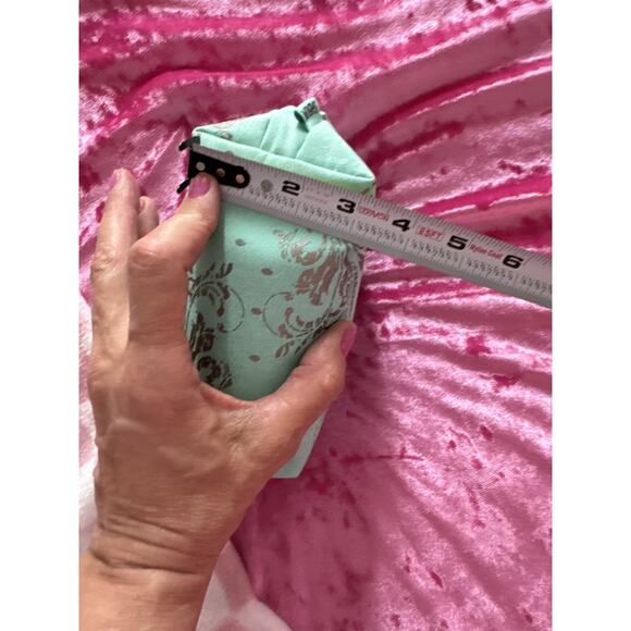 Sabon Cosmetic Bag Small Blue Green Silver Leaf Print Toiletry Makeup - Picture 5 of 7